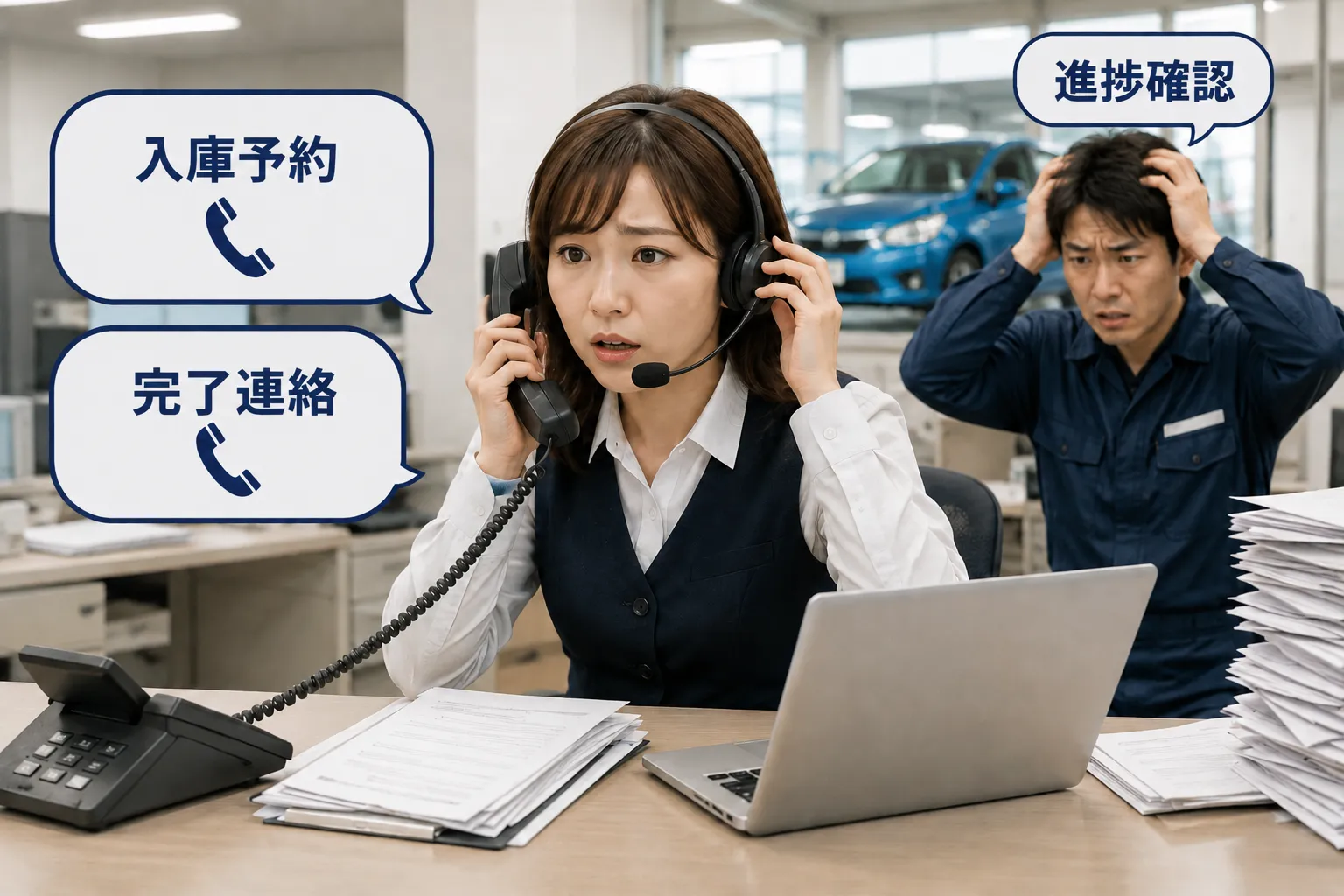 電話対応集中による業務停滞