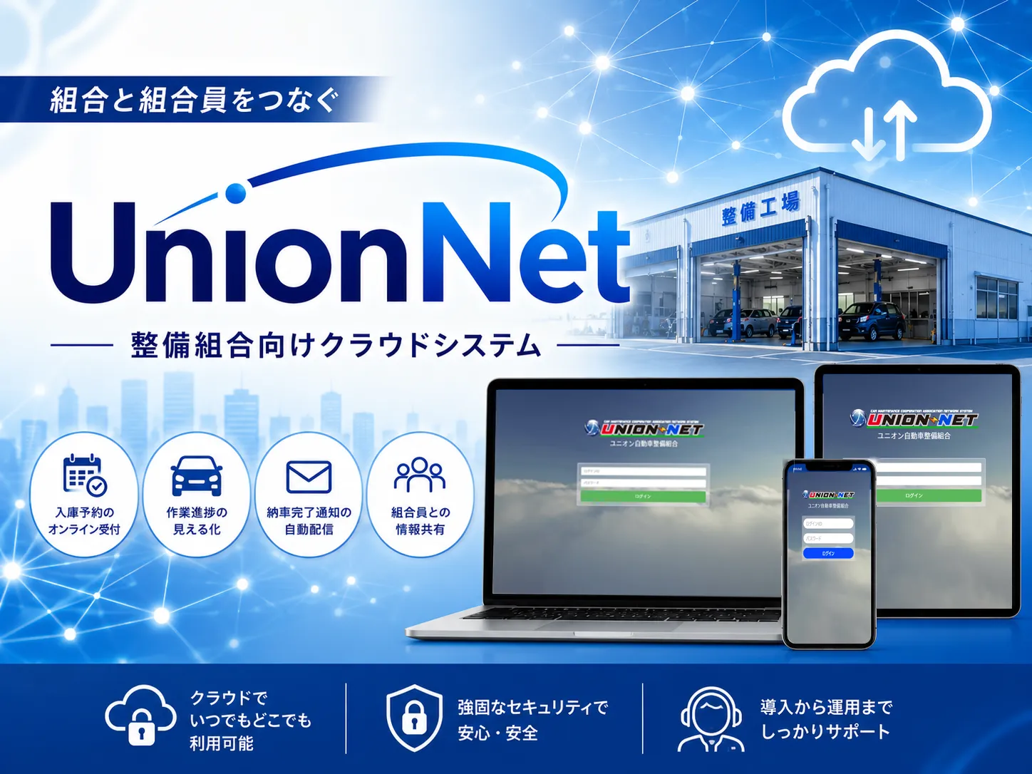 次世代自動車整備工程・入庫管理クラウドシステム UnionNet
